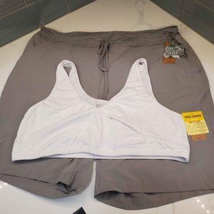 DULUTH WOMEN'S ARMACHILLO COOLING 10" SHORTS Sz W 20 & ORGANIC COTTON SPORTS BRA